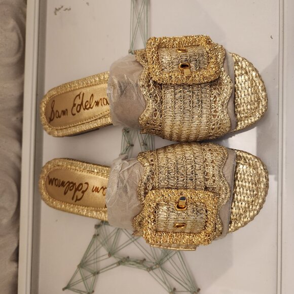Sam Edelman Gold "Bambi" Slides. NIB. Size 6 - Picture 4 of 9